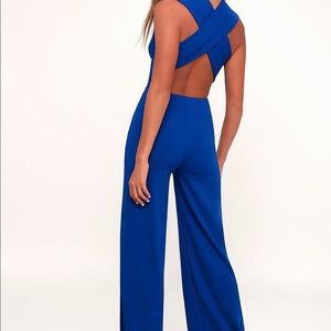 Lulus Royal Blue Backless Jumpsuit